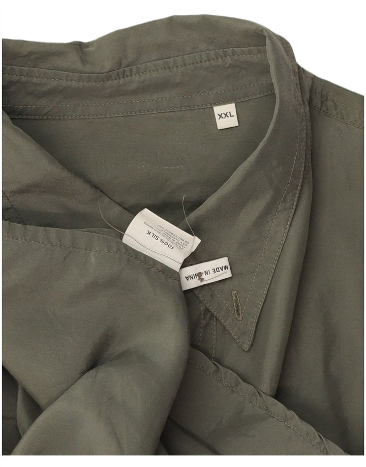 Ανδρικό πουκάμισο VINTAGE 2XL Χακί Μεταξωτό
