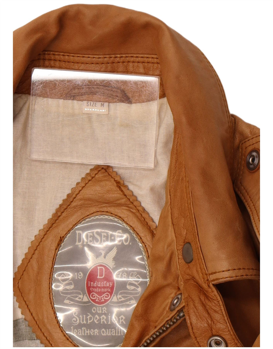 Ανδρικό δερμάτινο μπουφάν Diesel UK 38 Medium Beige Leather