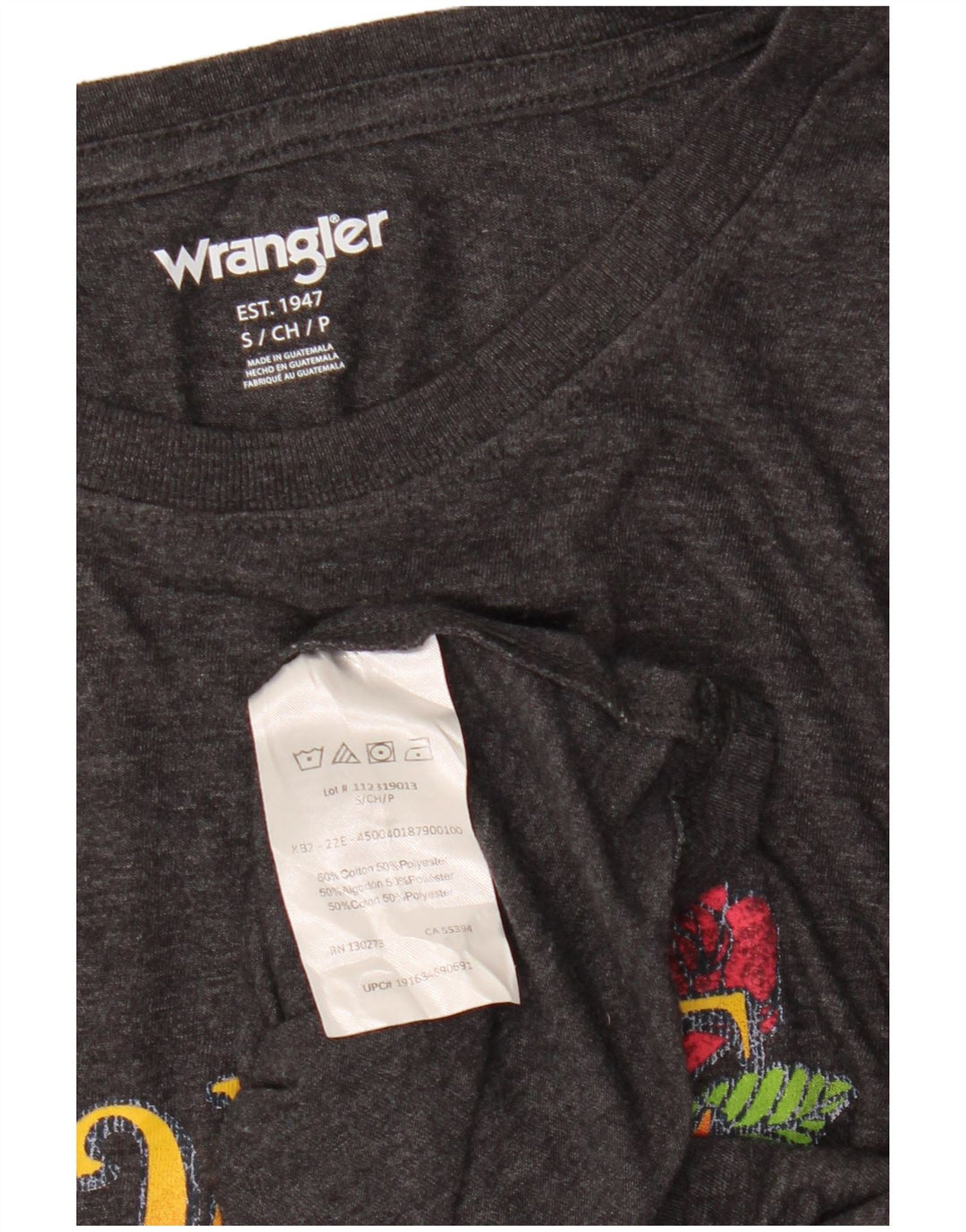 WRANGLER Γυναικείο τοπ με γραφικό μακρυμάνικο UK 10 Small Grey Floral