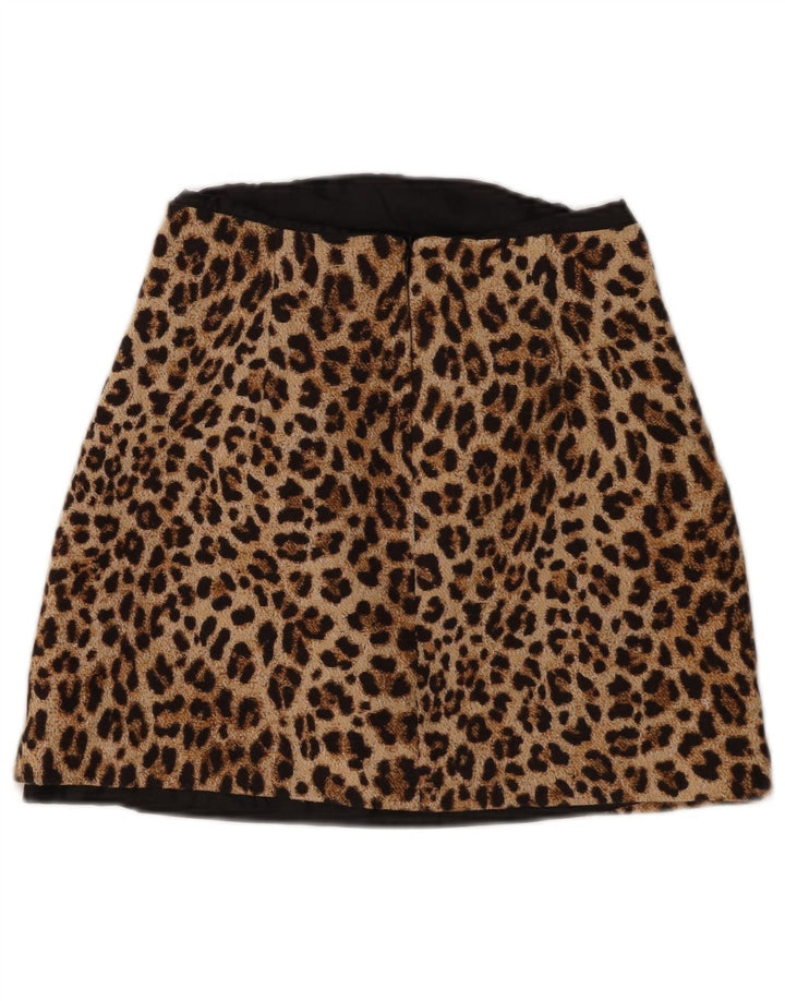 Zara Γυναικεία Μίνι Φούστα Μικρή W26 Καφέ Animal Print