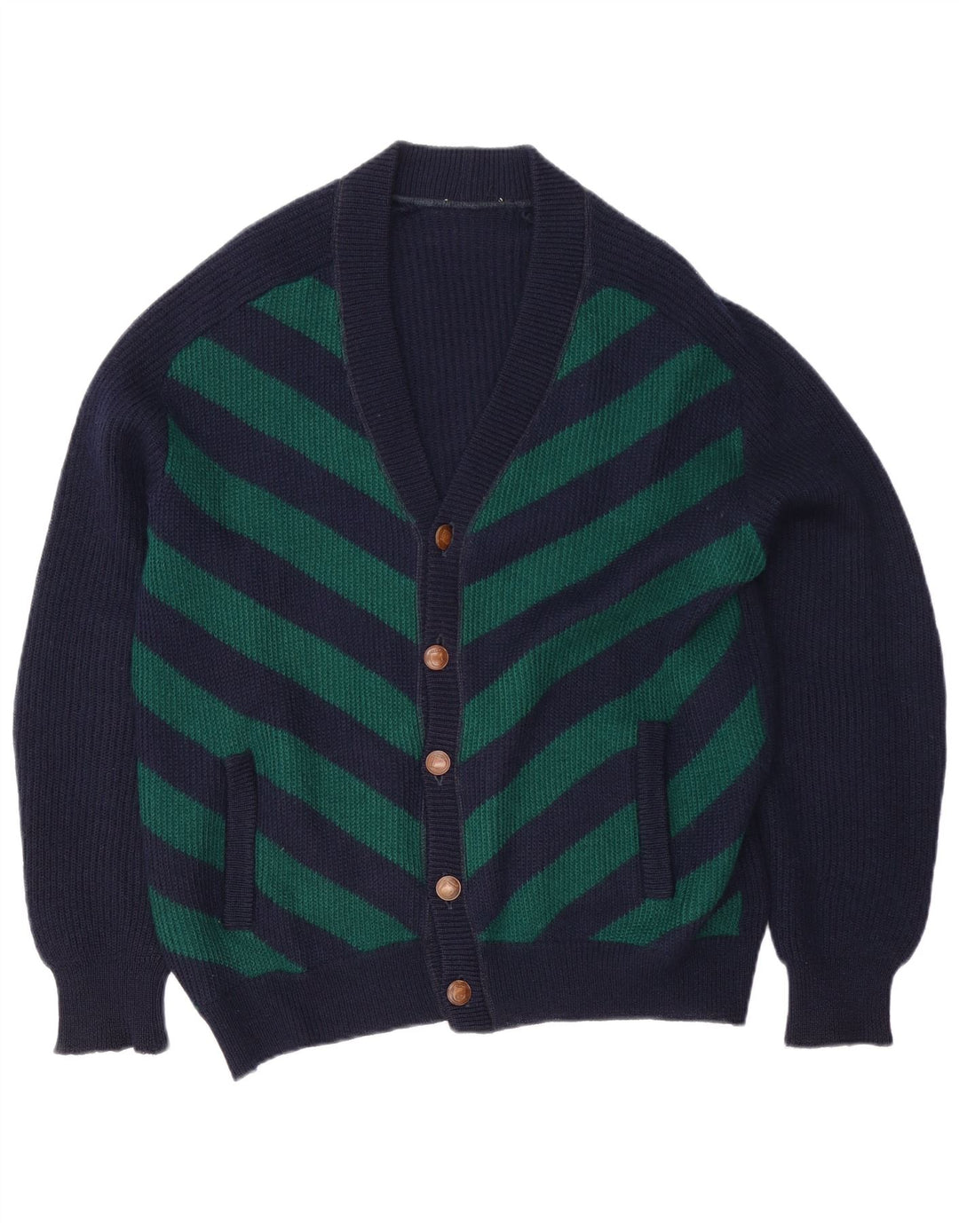 Vintage Ανδρικό πουλόβερ Ζακέτα XL Navy Blue ριγέ