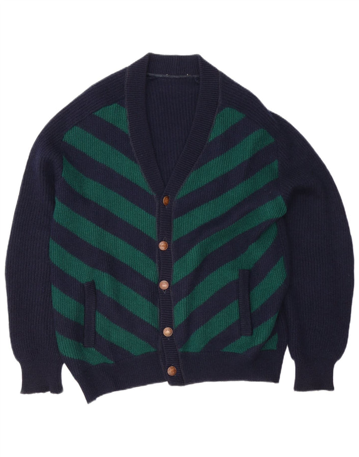 Vintage Ανδρικό πουλόβερ Ζακέτα XL Navy Blue ριγέ