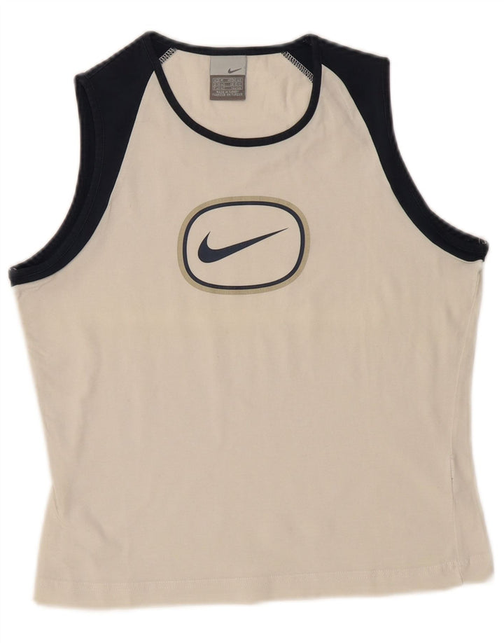Γυναικείο γιλέκο Nike Crop γραφικό τοπ UK 10/12 μεσαίο λευκό χρώμα