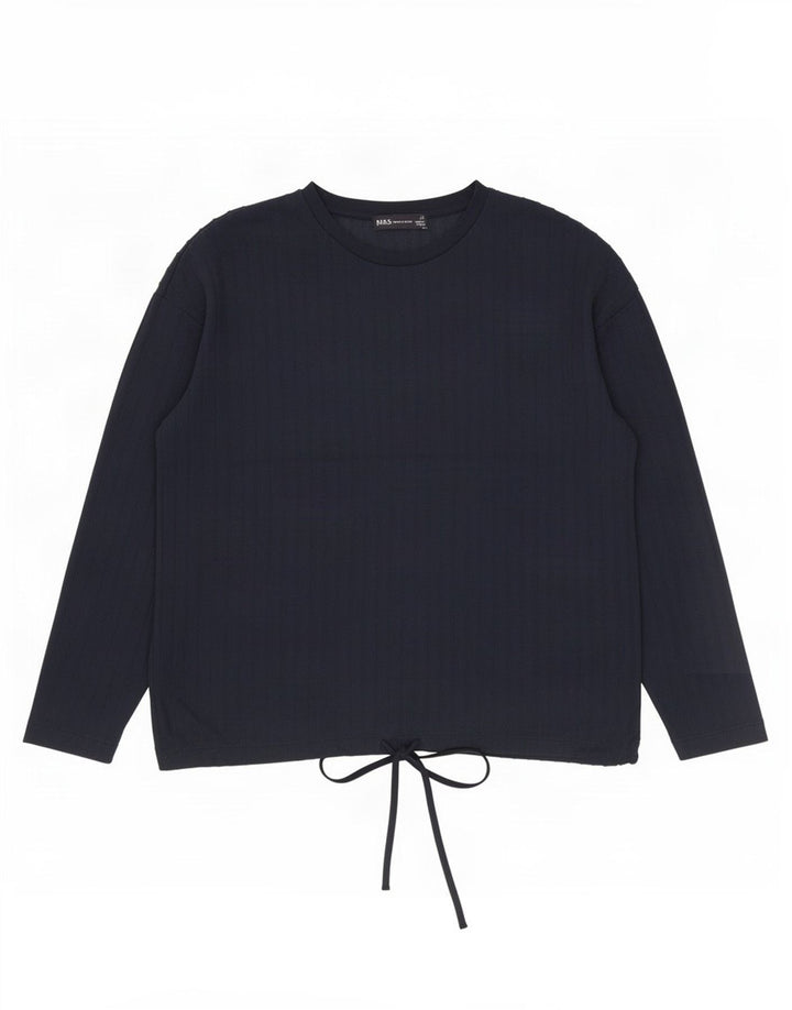 Marks & Spencer Γυναικείο τοπ μακρυμάνικο UK 12 Medium Navy Blue Polyester