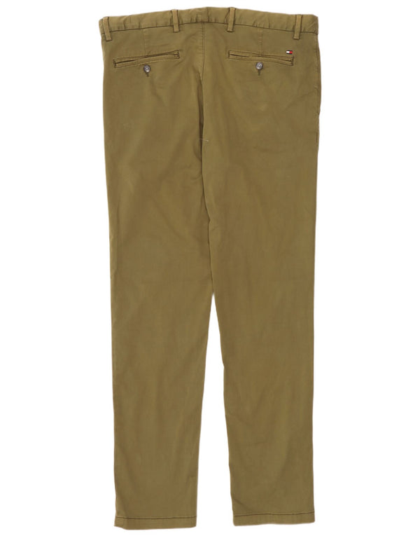 Tommy Hilfiger Mens Slim Chino Trousers W36 L32 Khaki Cotton