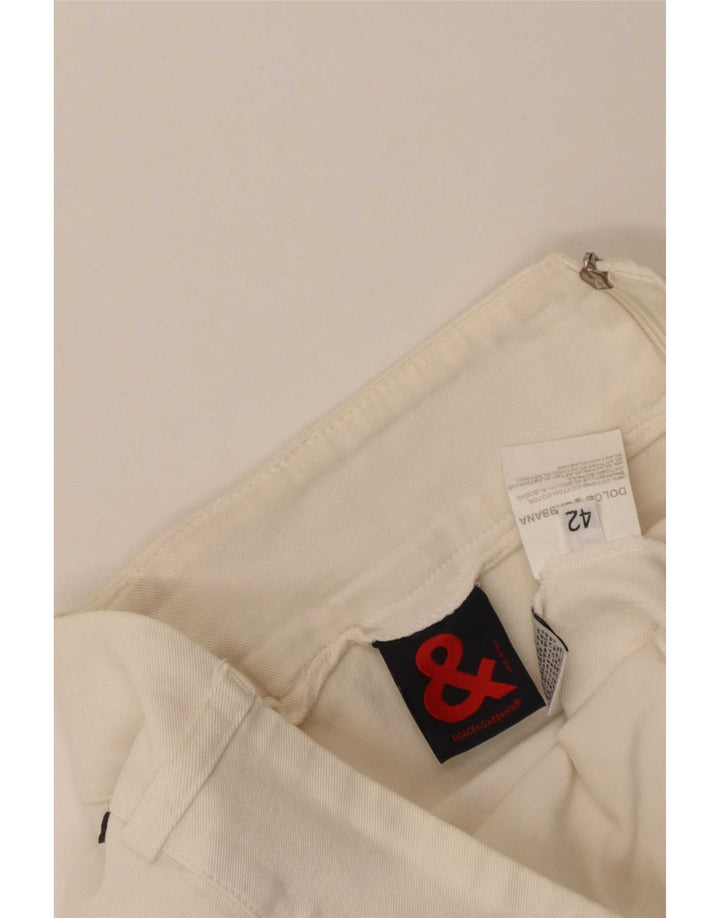 Dolce & Gabbana Γυναικεία ίσια φούστα IT 42 Medium W30 Λευκό βαμβακερό