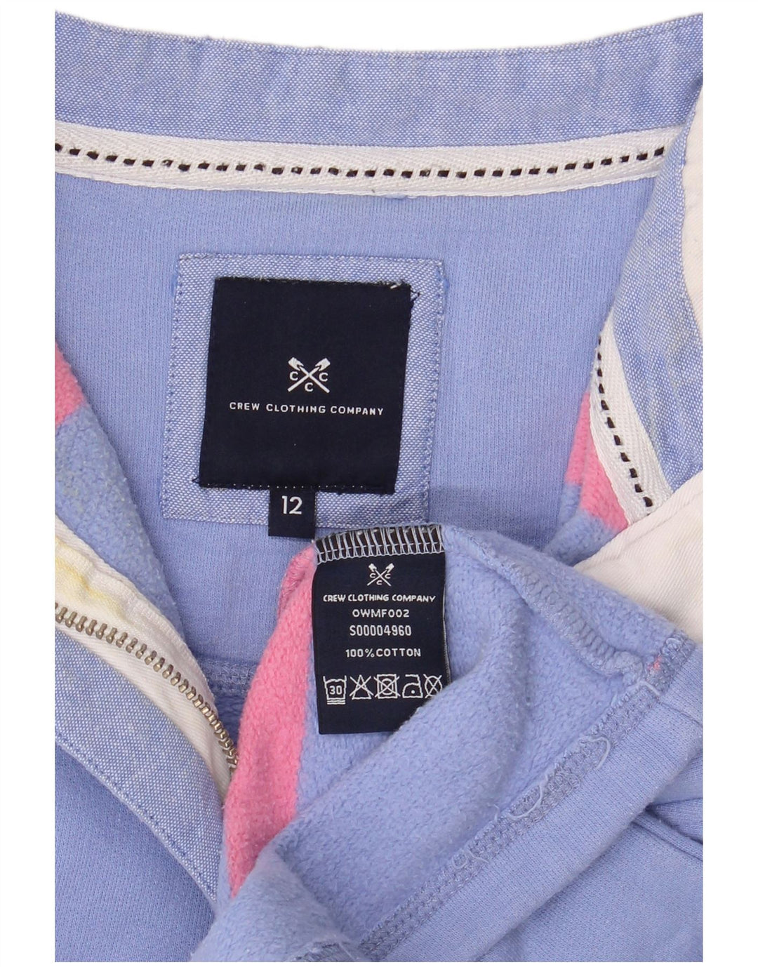 Crew Clothing Γυναικεία φούτερ με φερμουάρ Jumper UK 12 Μεσαίο μπλε ριγέ