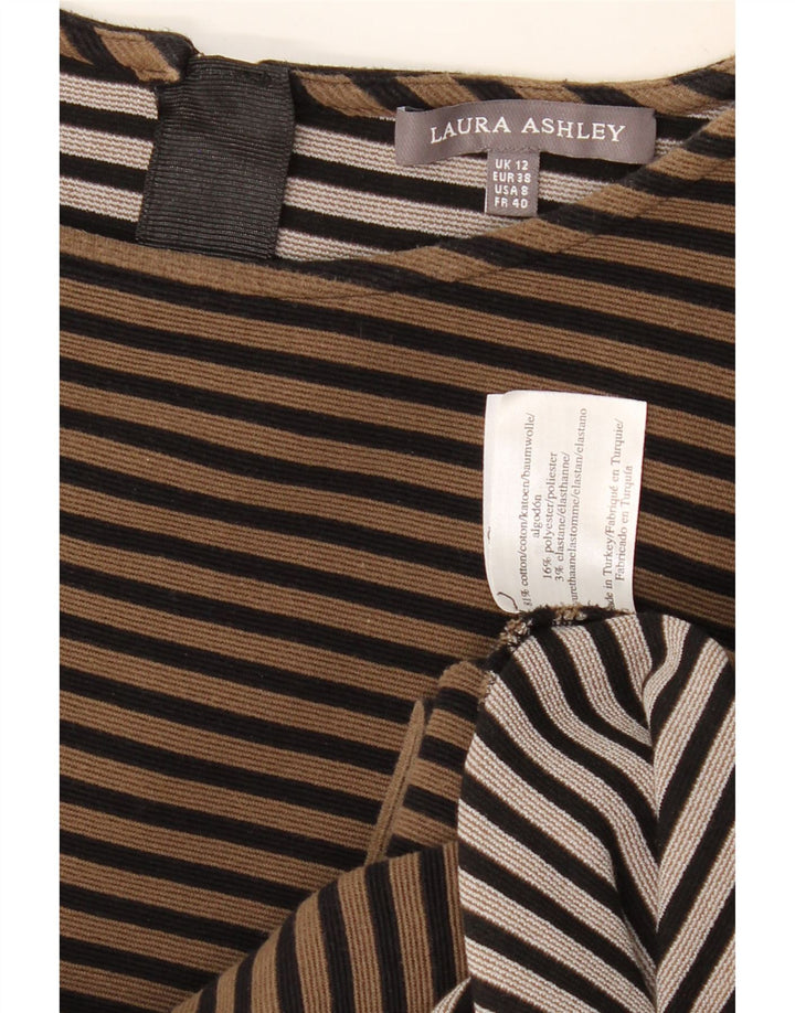 LAURA ASHLEY Γυναικείο φόρεμα 3/4 Sleeve Shift UK 12 Medium Beige ριγέ