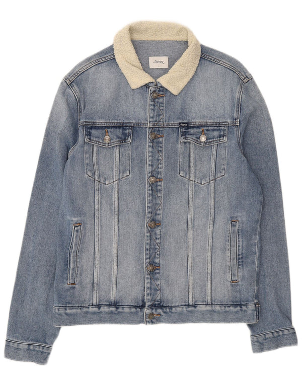 Lee Mens Riders Denim Jacket UK 40 Large Blue Colourblock Βαμβακερό