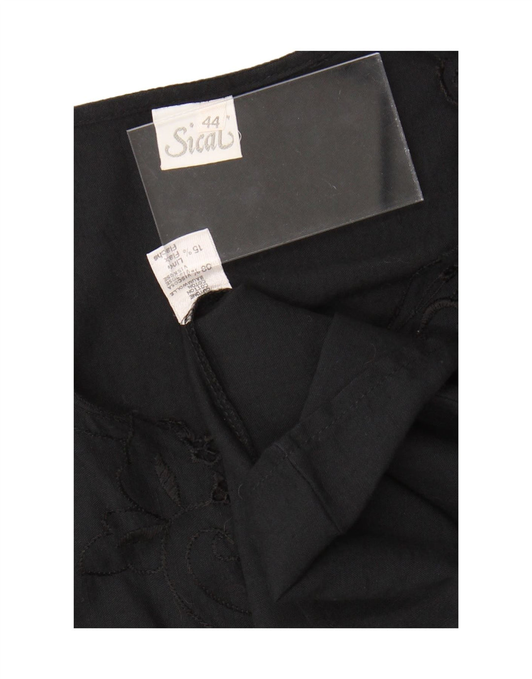 VINTAGE Γυναικεία Μπλούζα Τοπ IT 44 Μεσαίο Μαύρο Floral Βαμβακερό