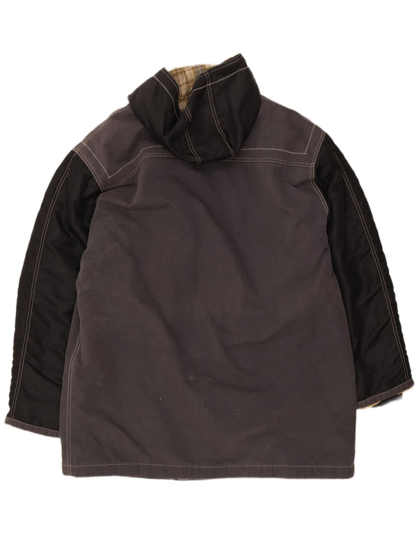 VINTAGE Ανδρικό παλτό Duffle με κουκούλα UK 42 XL Γκρι βαμβακερό χρώμα