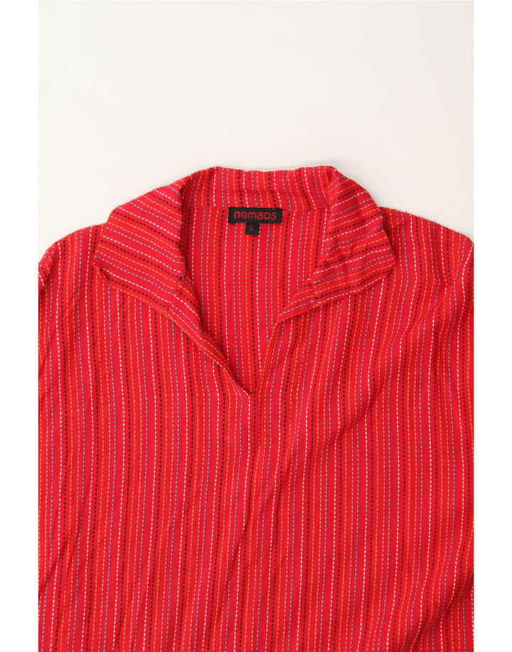 NOMADS Womens Pullover Shirt UK 16 Large Red Striped Cotton Vintage Nomads and Second-Hand Nomads from Messina Hembry 