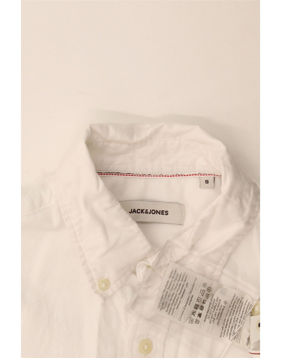 Ανδρικό κοντομάνικο πουκάμισο JACK & JONES Λευκό βαμβακερό