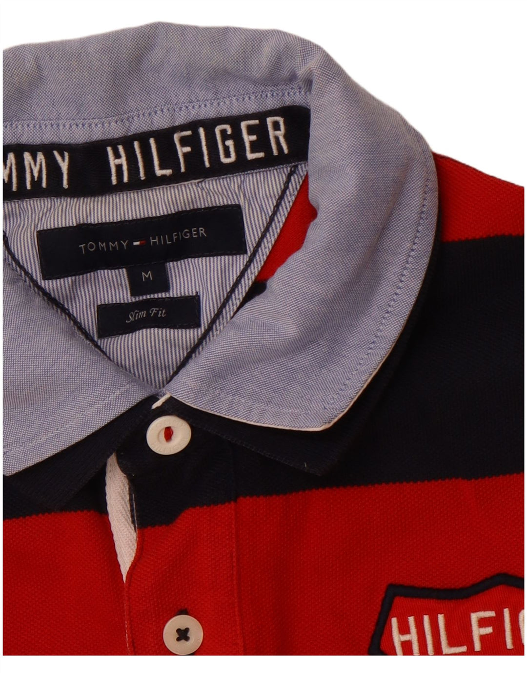 TOMMY HILFIGER Ανδρικό γραφικό μπλουζάκι ράγκμπι πόλο μεσαίο κόκκινο ριγέ