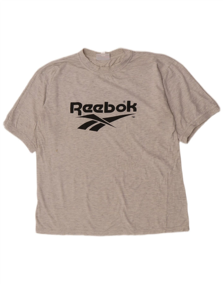 Ανδρικό γραφικό T-Shirt Reebok Top Βαμβακερό με μεσαίο γκρι χρώμα