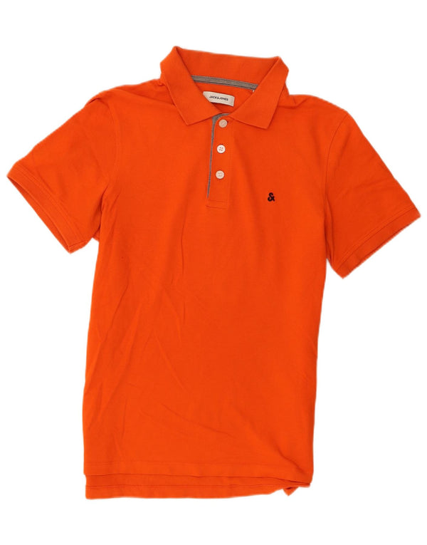 Jack & Jones Mens Short Sleeve Regular Fit Polo Shirt Small Orange Cotton