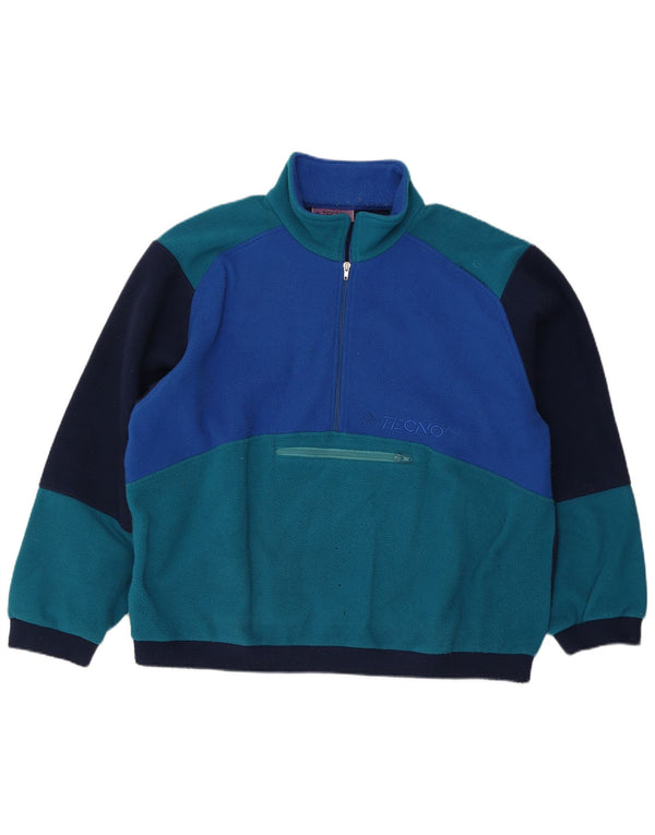 Vintage ανδρικό φερμουάρ Fleece Jumper 2XL Blue Colourblock
