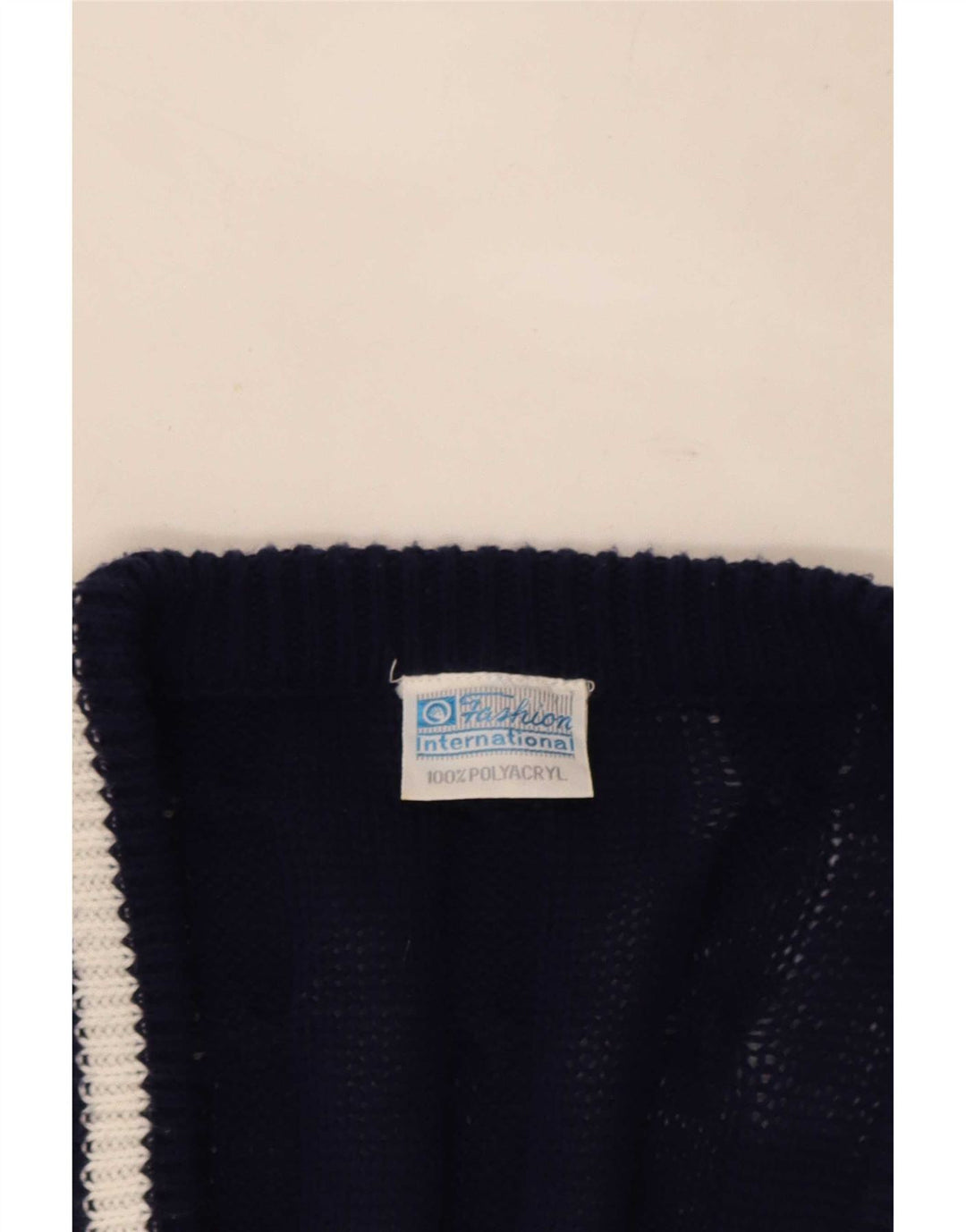 Ανδρικό πουλόβερ vintage ζακέτα IT 48/50 Medium Navy Blue ριγέ πολυεστέρας