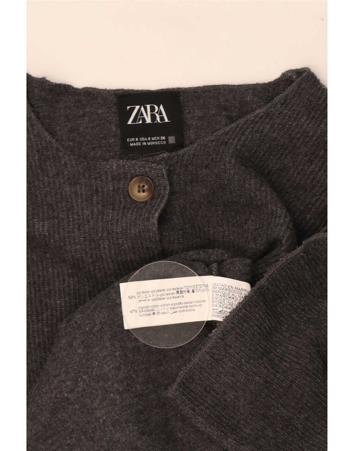 Zara Γυναικείο πουλόβερ ζακέτα υπερμεγέθη UK 10 Small Grey Polyester