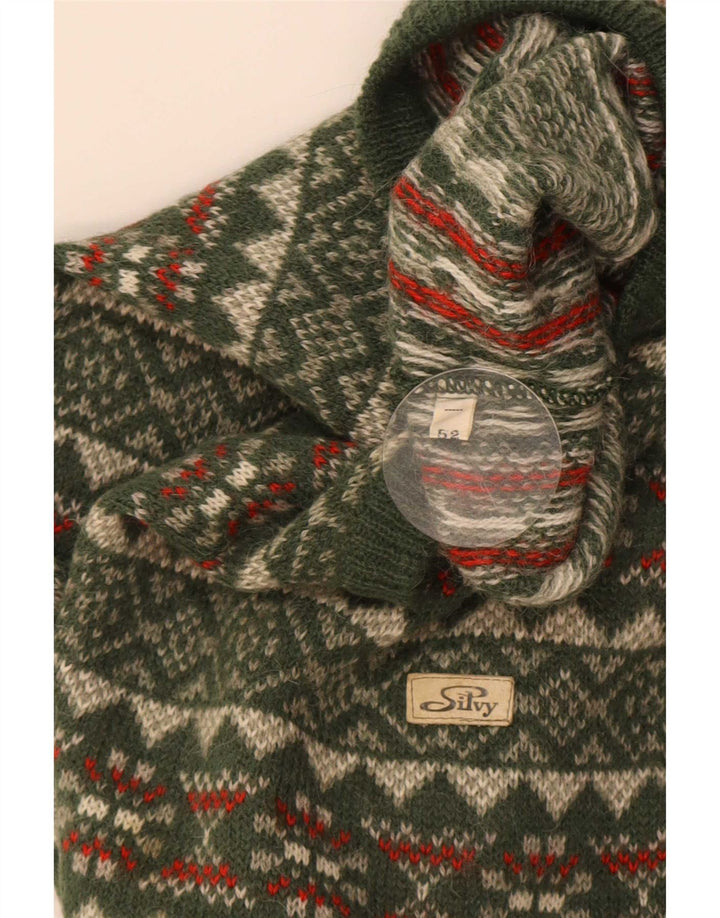 Πουλόβερ Silvy Mens Crew Neck Jumper IT 52 Large Green Fair Isle