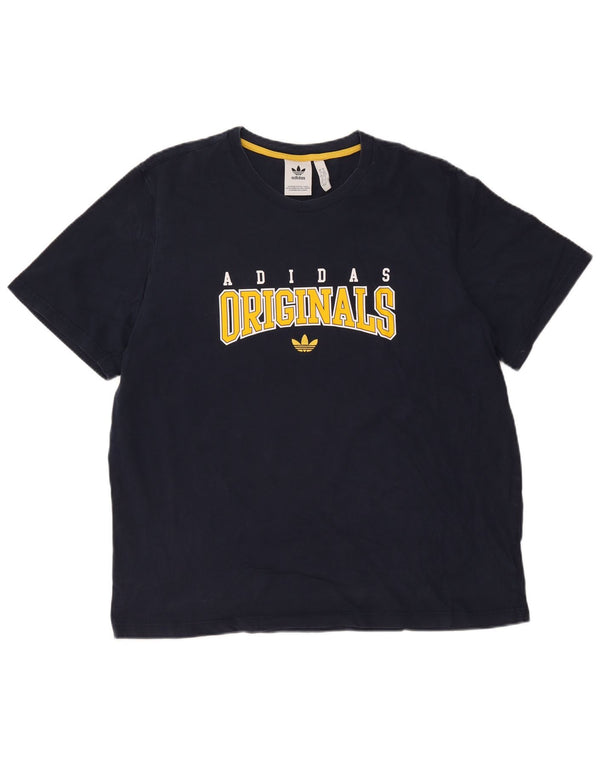 Ανδρικό γραφικό T-Shirt Adidas Top XL Navy Blue Cotton