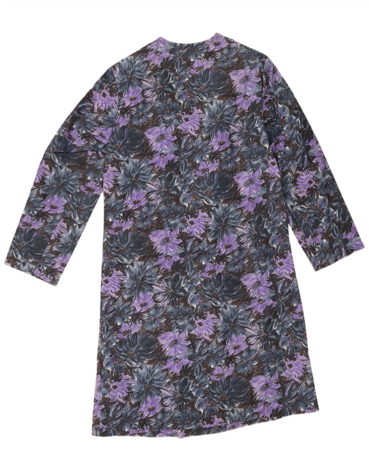 Vintage γυναικείο πανωφόρι UK 14 Medium Purple Floral Polyamide
