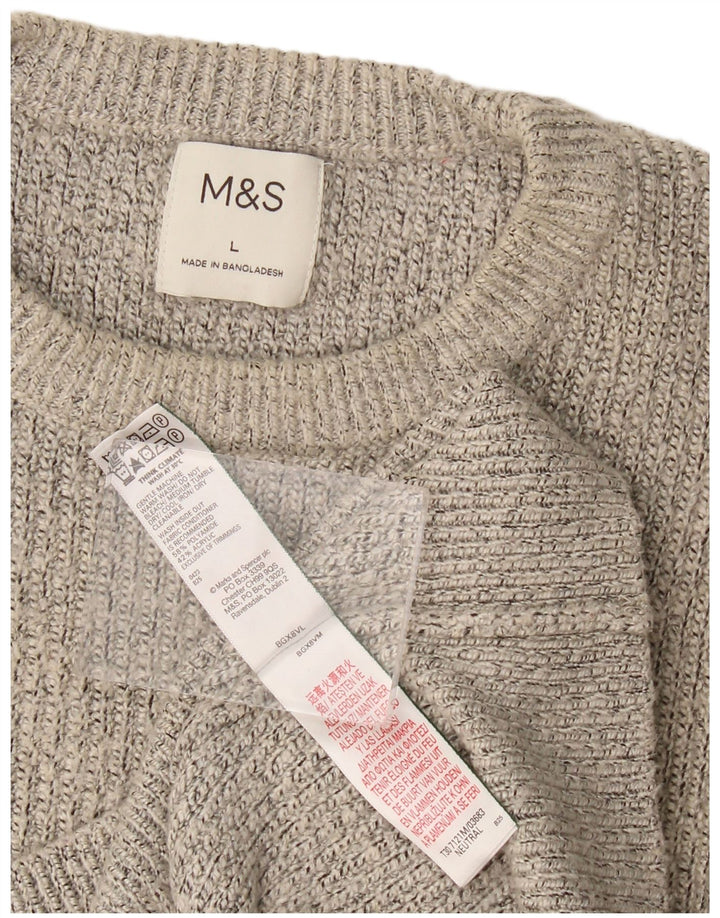 Marks & Spencer Ανδρικό πουλόβερ με λαιμόκοψη μεγάλο γκρι πολυαμίδιο