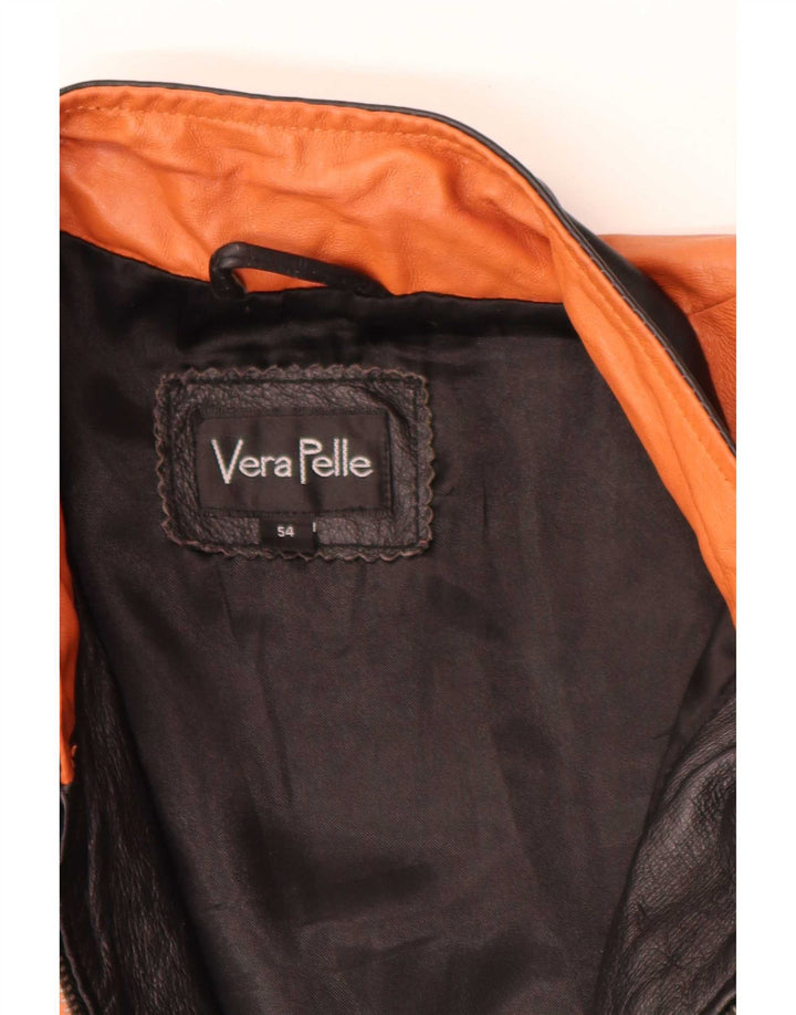 Vintage Ανδρικό Δερμάτινο Μπουφάν Racer IT 54 XL Orange Colourblock