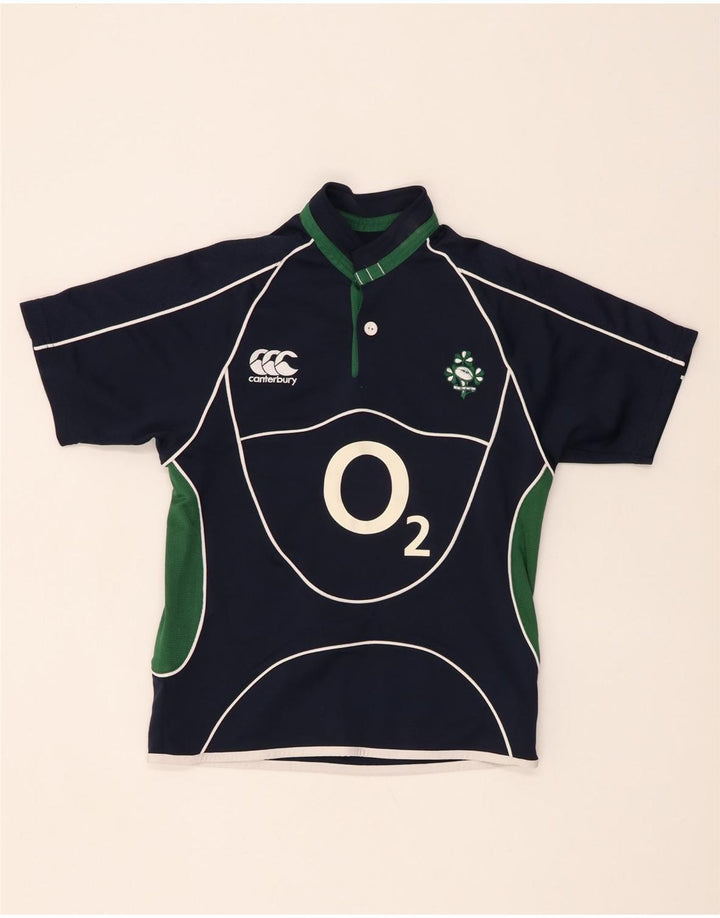 CANTERBURY Boys IRFU Graphic T-shirt Top 7-8 Years Navy Blue Colourblock