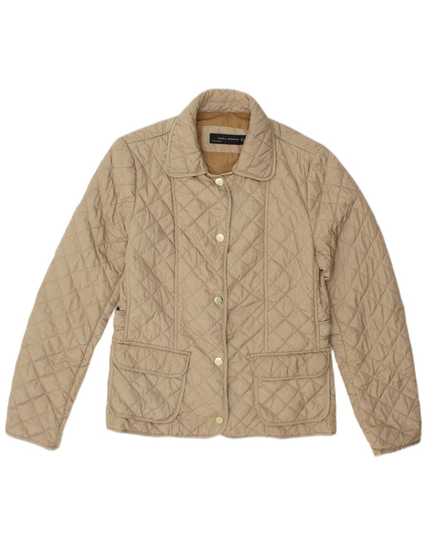 Zara Γυναικείο Καπιτονέ μπουφάν UK 12 Medium Beige Polyester