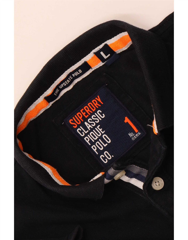 Ανδρικό γραφικό μπλουζάκι πόλο Superdry μεγάλο μπλε ναυτικό
