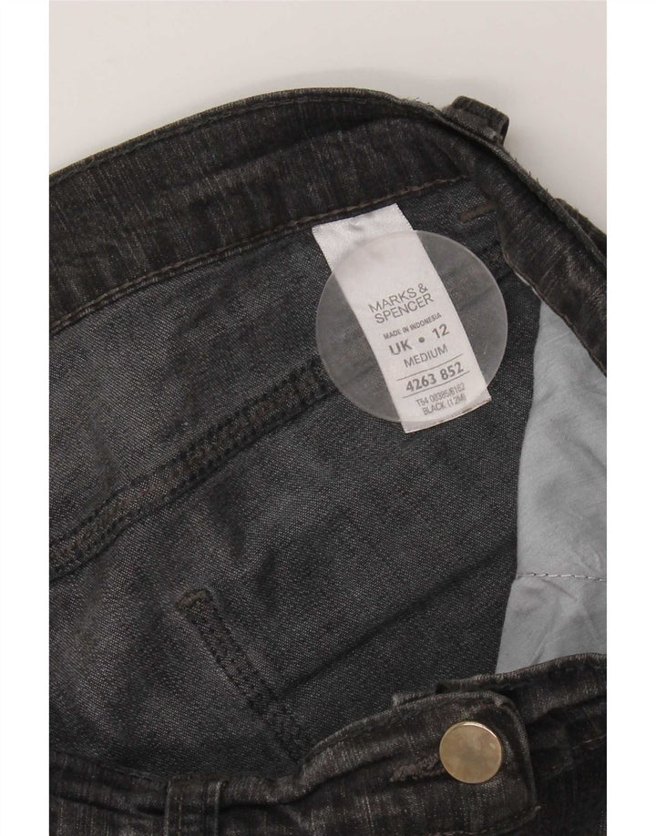 Marks & Spencer Γυναικεία Bootcut Jeans UK 12 Medium W30 L29 Black Cotton