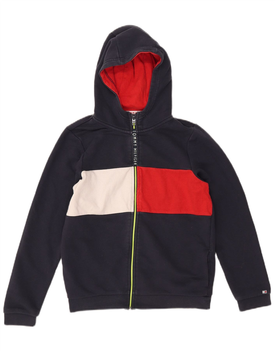 TOMMY HILFIGER Αγόρια πουλόβερ με φερμουάρ κουκούλα 11-12 ετών Ναυτικό μπλε χρώμα
