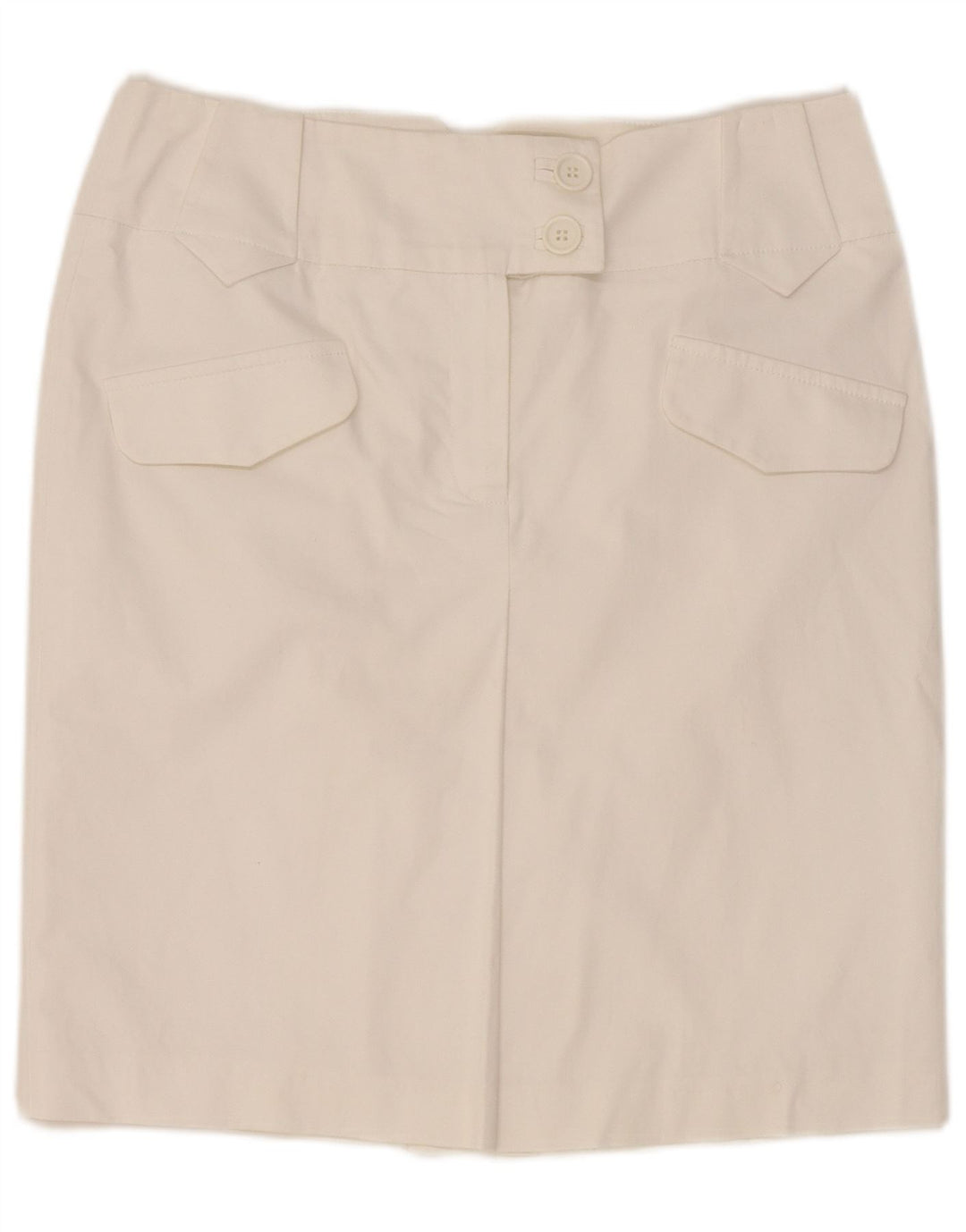 Marks & Spencer Γυναικεία ίσια φούστα UK 12 Medium W30 Λευκή Βαμβακερή