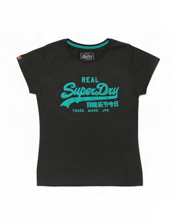 Superdry Γυναικείο T-Shirt Top UK 16 Large Grey Cotton