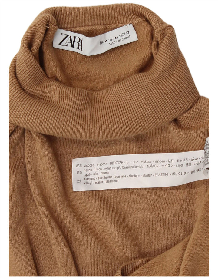 Zara γυναικείο πουλόβερ με ρολό λαιμόκοψη UK 12 μεσαία μπεζ βισκόζη