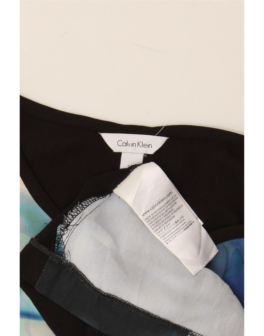 CALVIN KLEIN Γυναικεία Crop Μπλούζα Τοπ UK 10 Small Navy Blue Floral