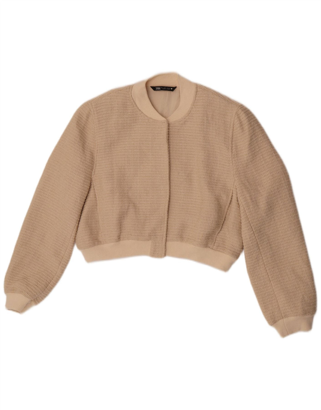 Zara Γυναικείο Bomber Jacket UK 16 Large Beige Cotton
