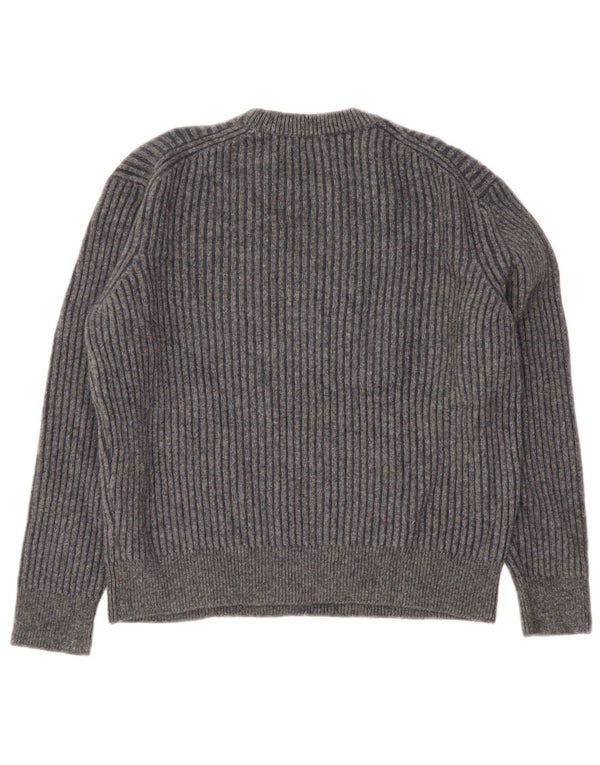 Massimo Dutti Γυναικείο πουλόβερ με λαιμόκοψη UK 16 μεγάλο γκρι μαλλί