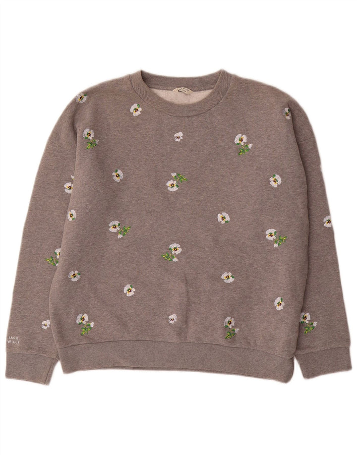 JACK WILLS Γυναικεία μπλούζα υπερμεγέθη Jumper UK 8 Small Grey Floral