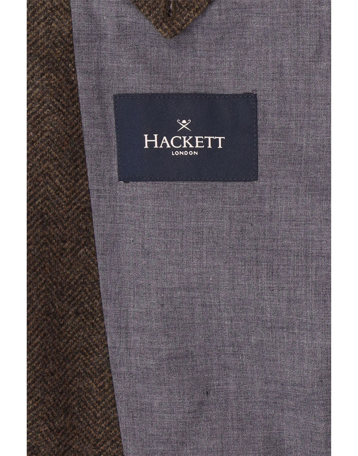 HACKETT Ανδρικό σακάκι σακάκι με 3 κουμπιά UK 44 XL Καφέ μαλλί ψαροκόκαλο