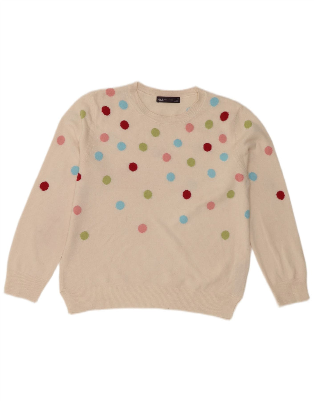 Marks & Spencer Γυναικείο πουλόβερ με λαιμόκοψη UK 12 Medium Off White