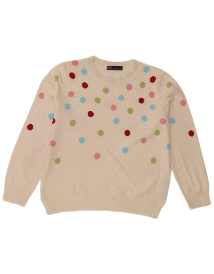 Marks & Spencer Γυναικείο πουλόβερ με λαιμόκοψη UK 12 Medium Off White