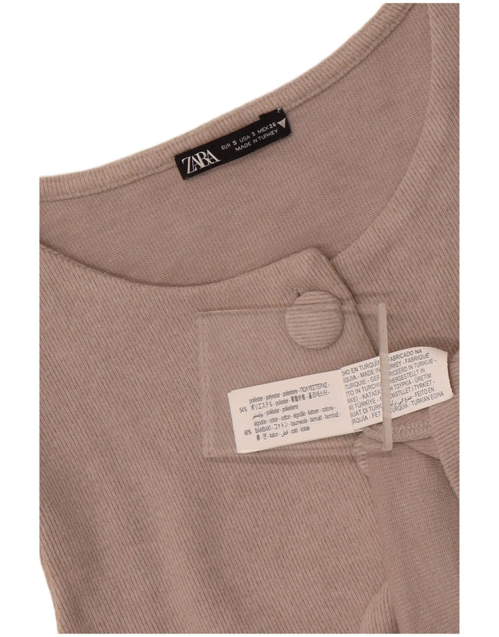 Zara Γυναικεία Αμάνικη Ζακέτα Τοπ UK 8 Small Beige Polyester