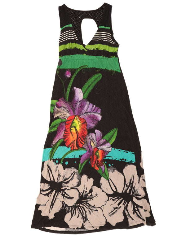 Desigual Γυναικείο Αμάνικο Maxi Φόρεμα UK 12 Medium Black Floral Viscose