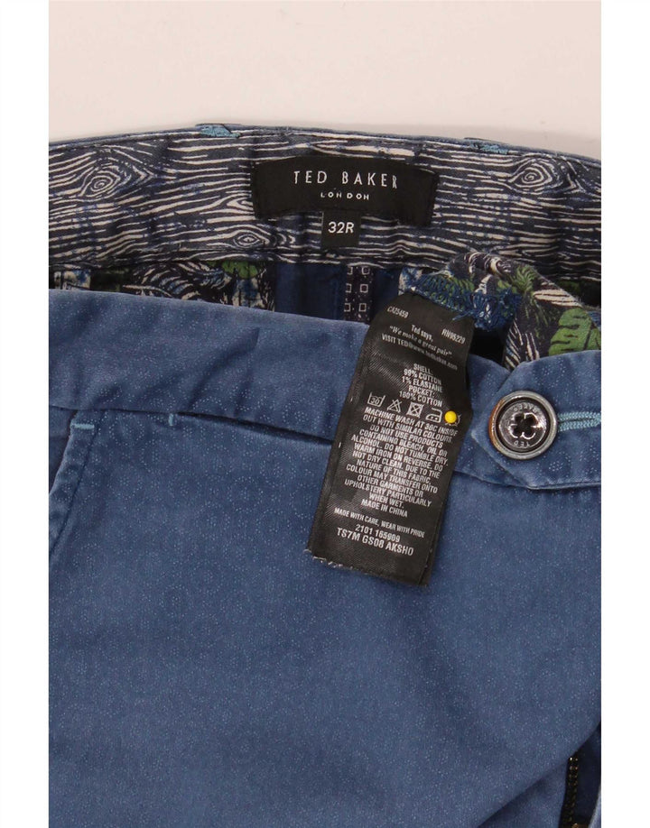 Ανδρικό σορτς Chino Ted Baker W32 Μεσαίο μπλε γεωμετρικό βαμβακερό