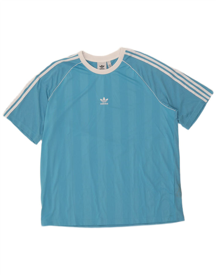 Ανδρικό T-Shirt Adidas Top 2XL μπλε ριγέ πολυεστέρα