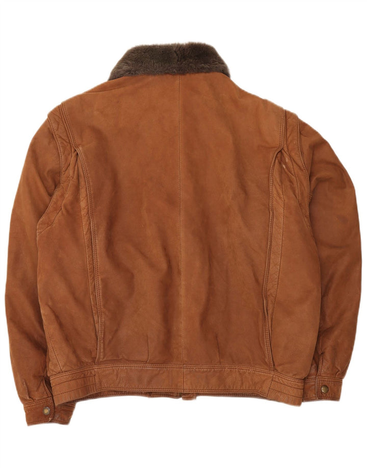 Ανδρικό Δερμάτινο Μπουφάν VINTAGE IT 52 XL Καφέ Colourblock