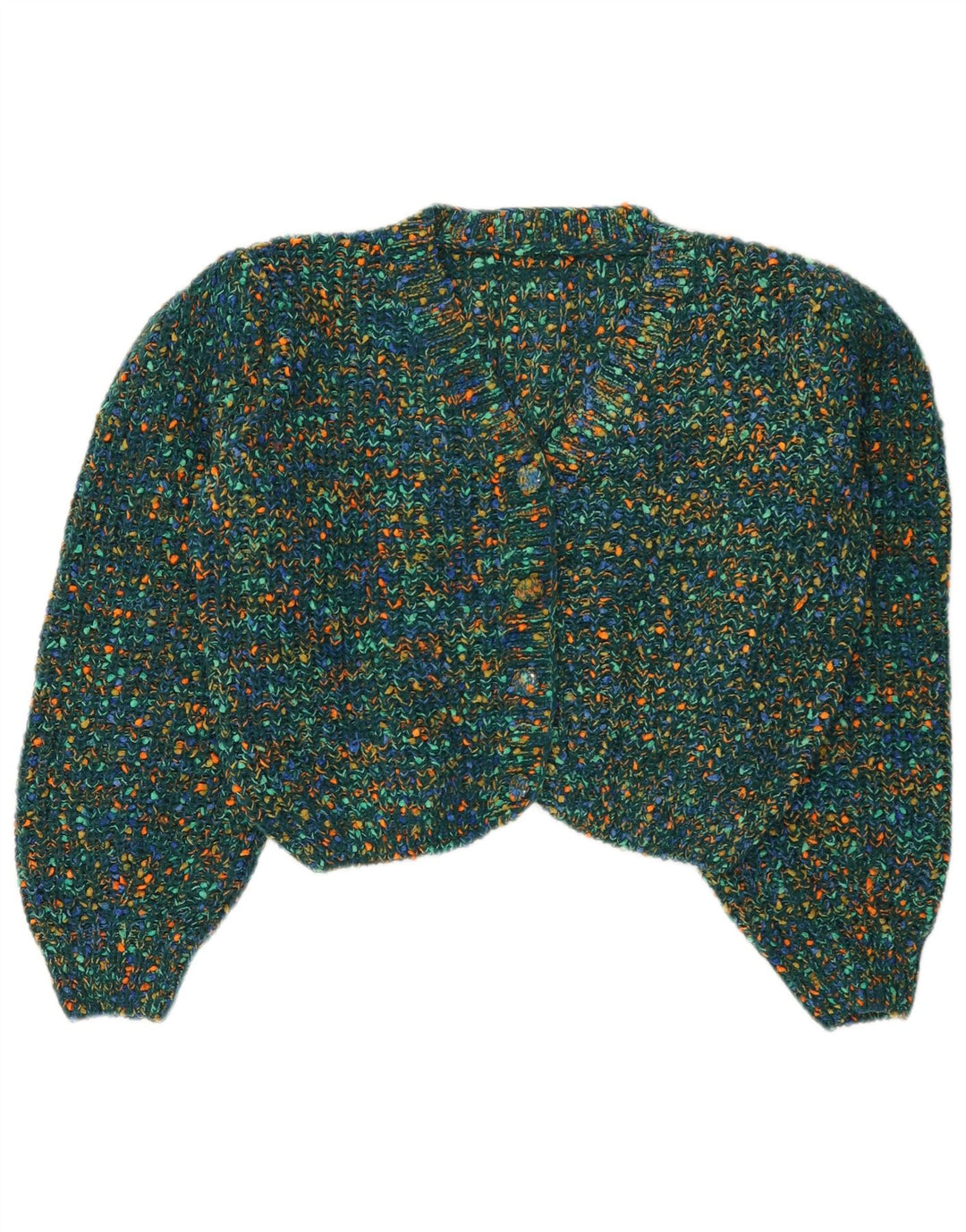 Γυναικείο Cider Crop Cardigan πουλόβερ UK 16 Large Green Flecked Polyester