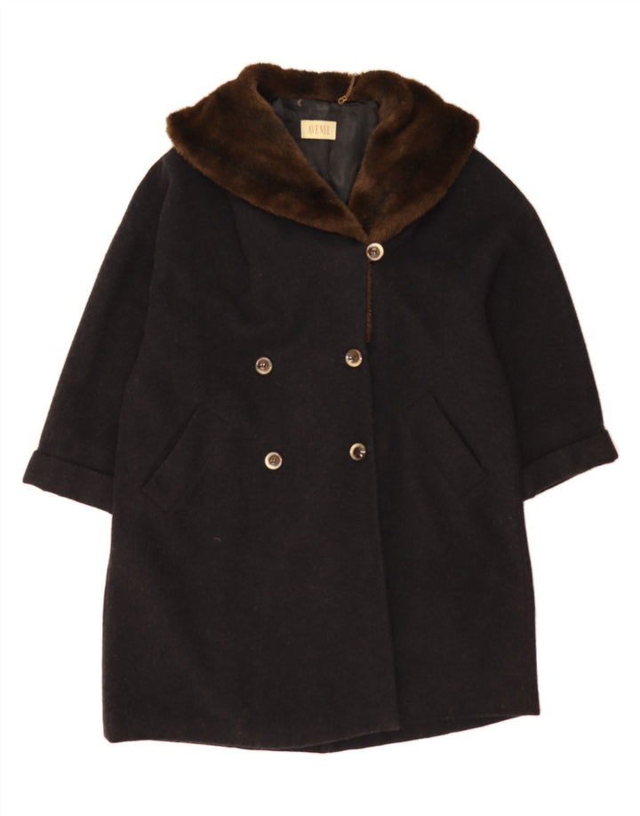 AVENUE Womens Double Breasted Coat UK 14 Medium Navy Blue Wool Vintage Avenue and Second-Hand Avenue from Messina Hembry 